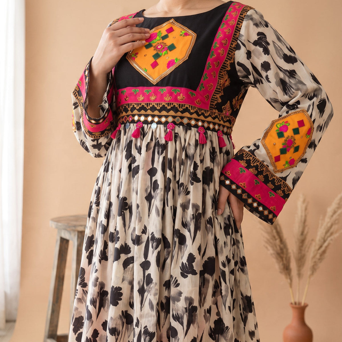 Gulrang | Hand-Embroidered Tunic Dress Her Studio