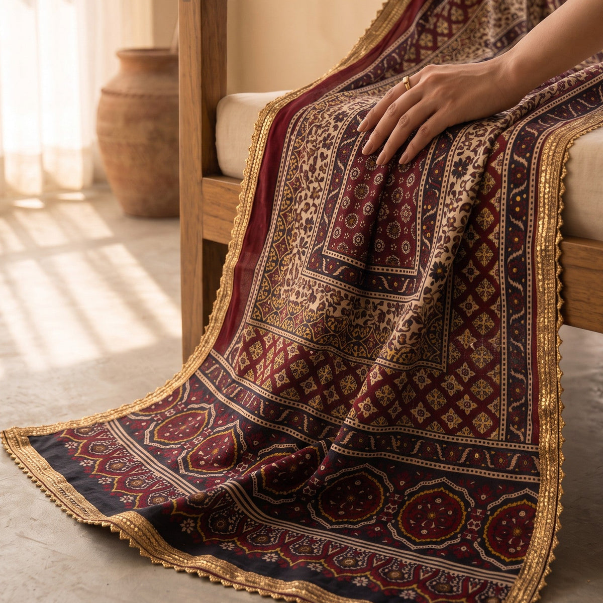 Sassi | Embellished Ajrak Dress Her Studio