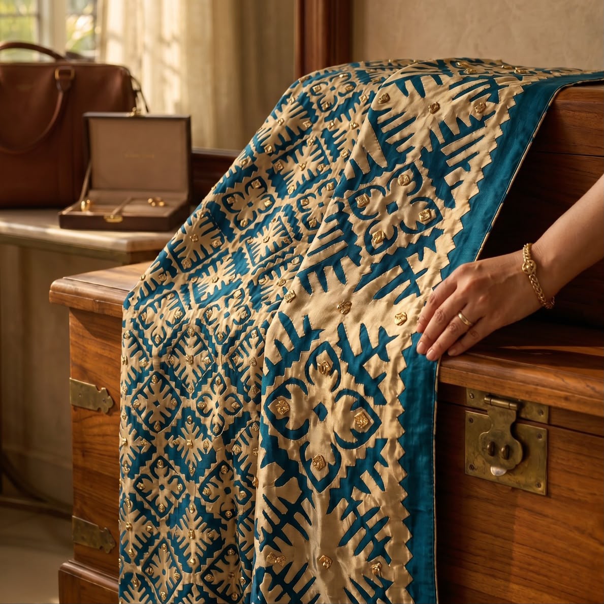 Nisa — Hand Appliquéd Dupatta Dress Her Studio
