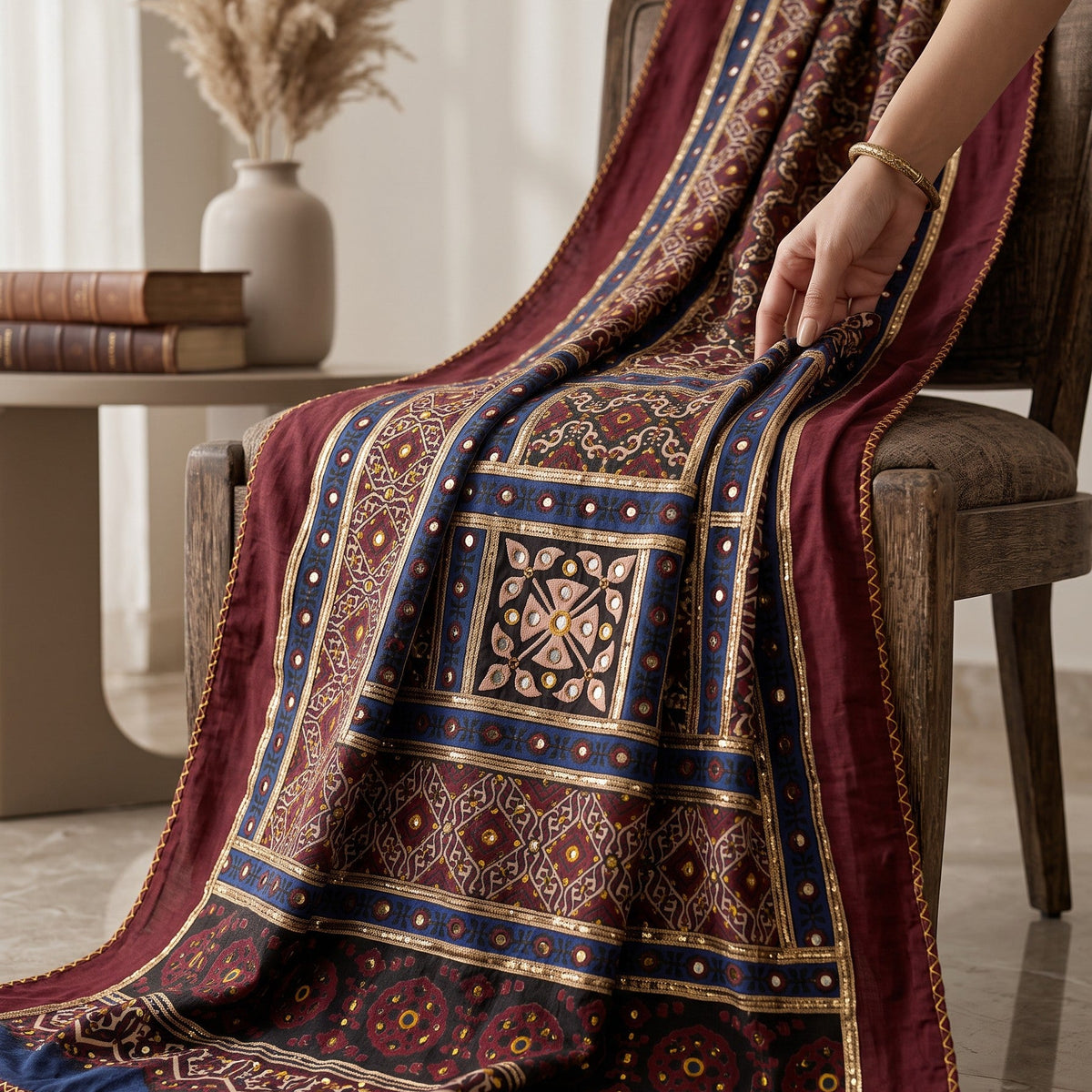Marui | Embellished Ajrak Dress Her Studio