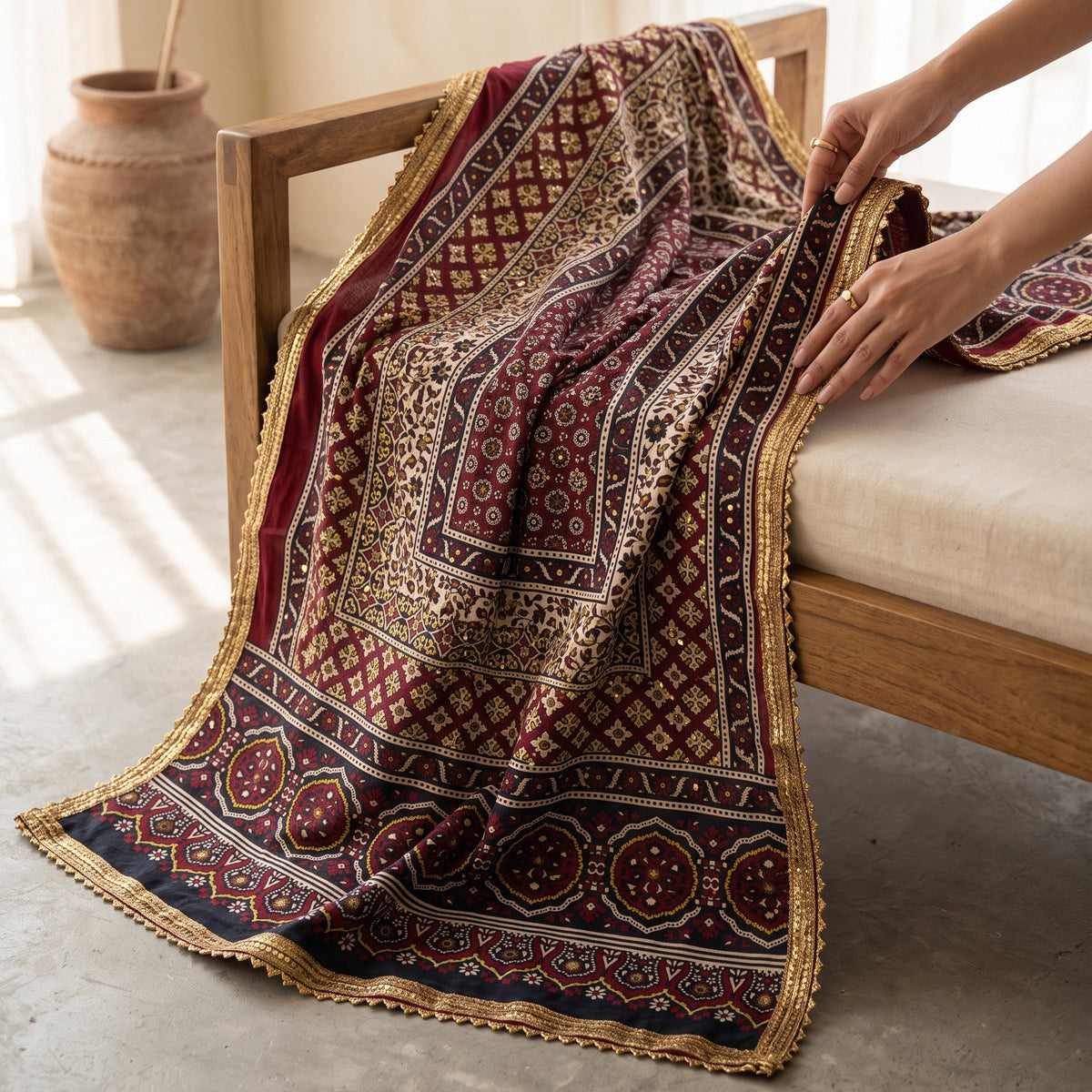 Sassi | Embellished Ajrak Dress Her Studio