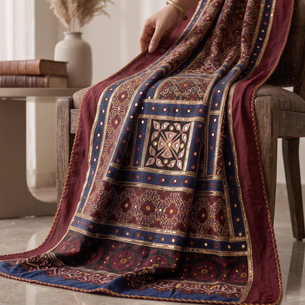 Marui | Embellished Ajrak Dress Her Studio