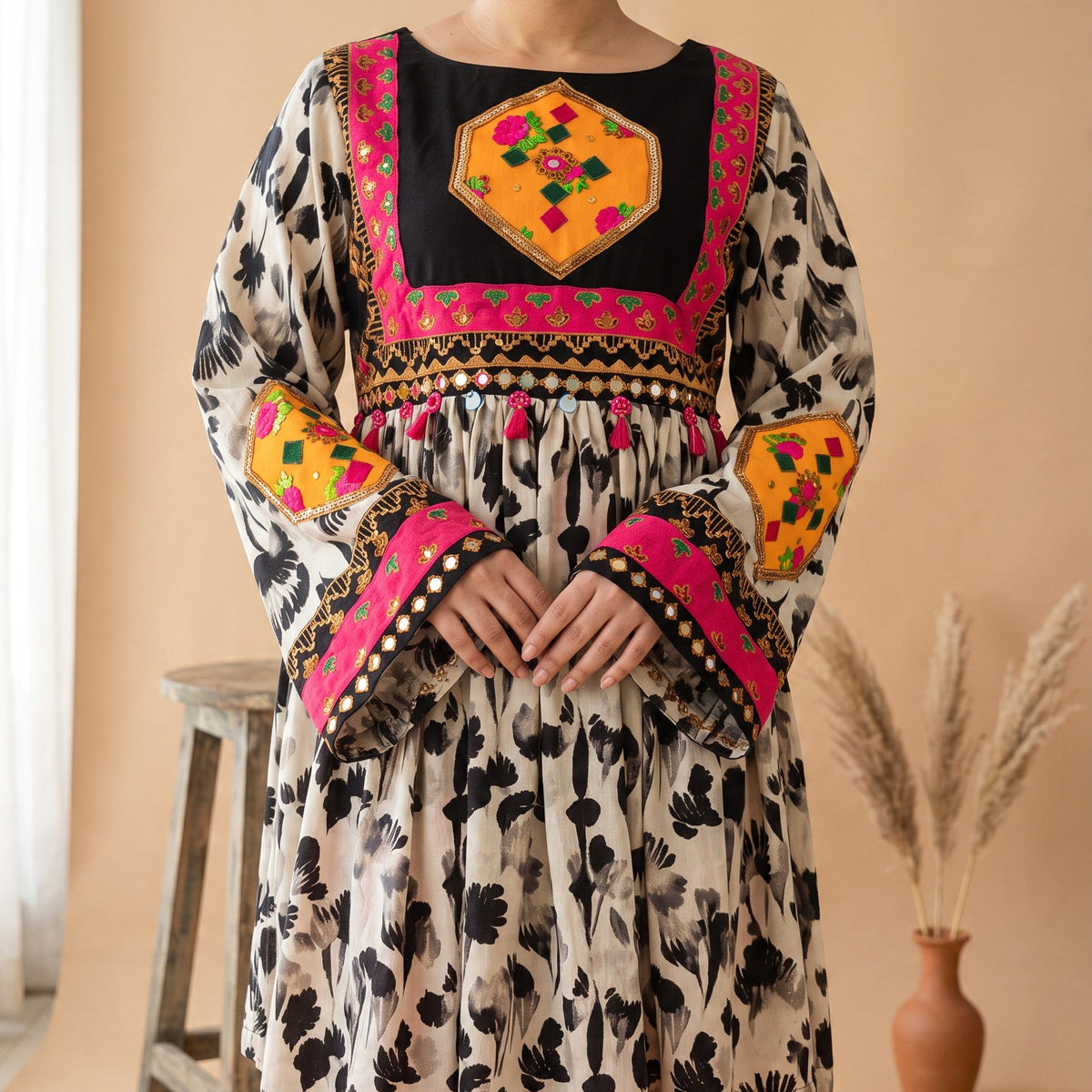 Gulrang | Hand-Embroidered Tunic Dress Her Studio