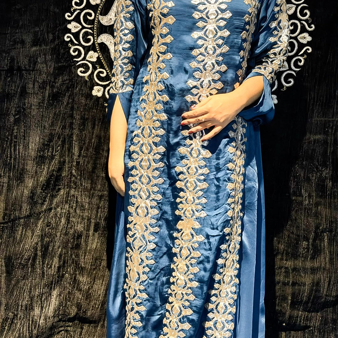 Azure | Appliqué Kaftan Dress Her Studio